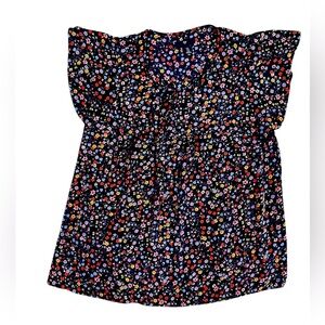 Gap Navy blue floral print blouse. Cap sleeve size M